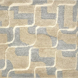 Handknotted rug in a contemporary ripple design in silver, champagne and cream.