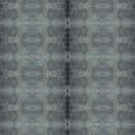 Detail of wallpaper in a repeating ink blot print in shades of gray.