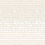 Detail of wallpaper in an undulating stripe pattern in cream and tan with black accents.