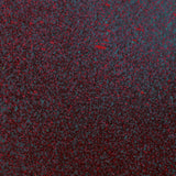 Close up of paint splatters in red, blue and black.