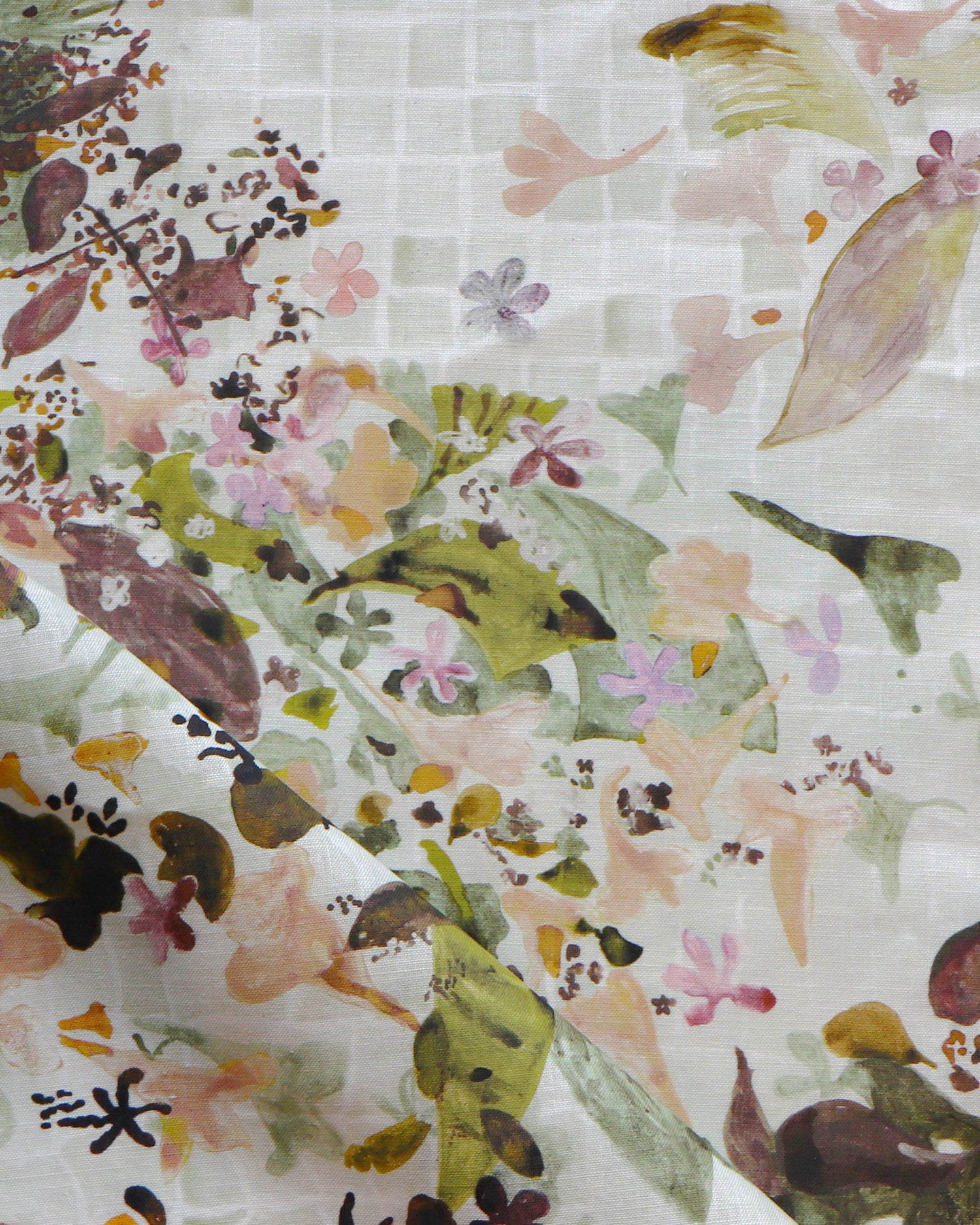 Floral and leaf pattern on a textured white background