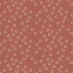 Scaled-out view of wallpaper in a minimal floral print in shades of pink, red and blue on a maroon field.