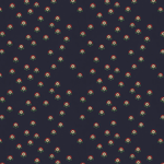 Scaled-out view of wallpaper in a minimal floral print in shades of red, yellow and green on a navy field.