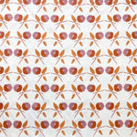 Printed linen in a small scale watercolor floral in orange and purple.