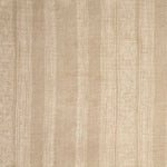 Woven fabric swatch in a striped pattern of intricate white lines over a washed beige background.