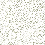 Detail of wallpaper in a scalloped dot print in sage on a white field.