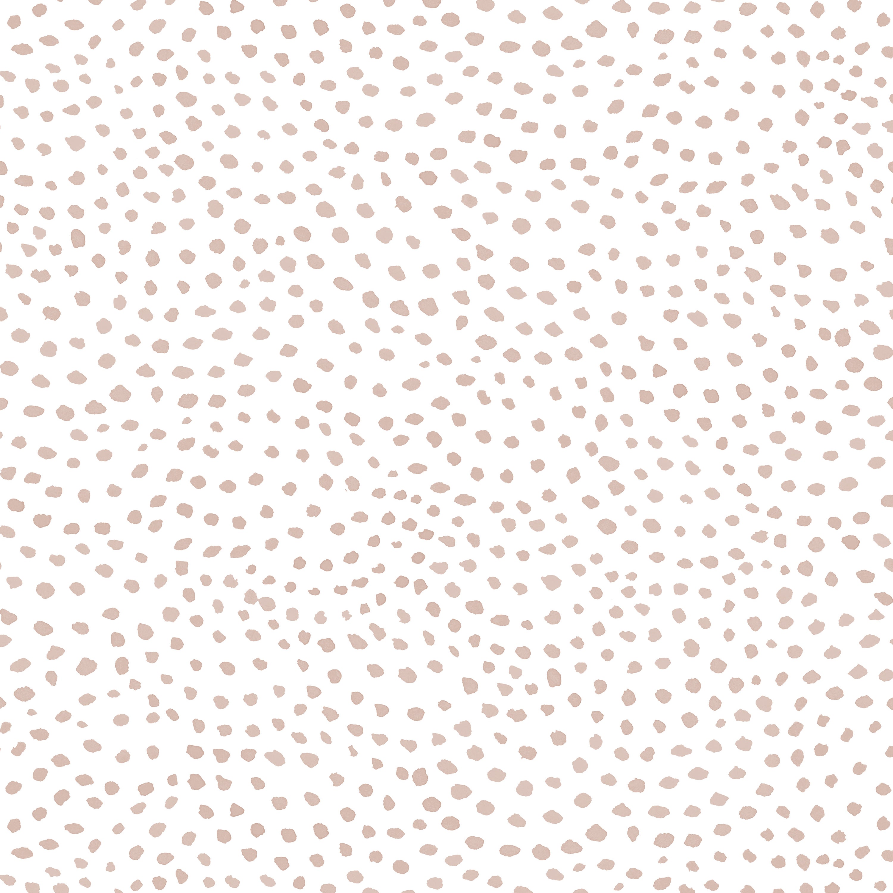 Detail of wallpaper in a scalloped dot print in blush on a white field.