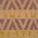 Flatweave rug in a playful geometric stripe design in yellow, coral and berry on a beige field