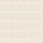 Detail of fabric in a playful triangular stripe print in white and light brown.