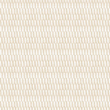 Detail of fabric in a playful triangular stripe print in white and light brown.