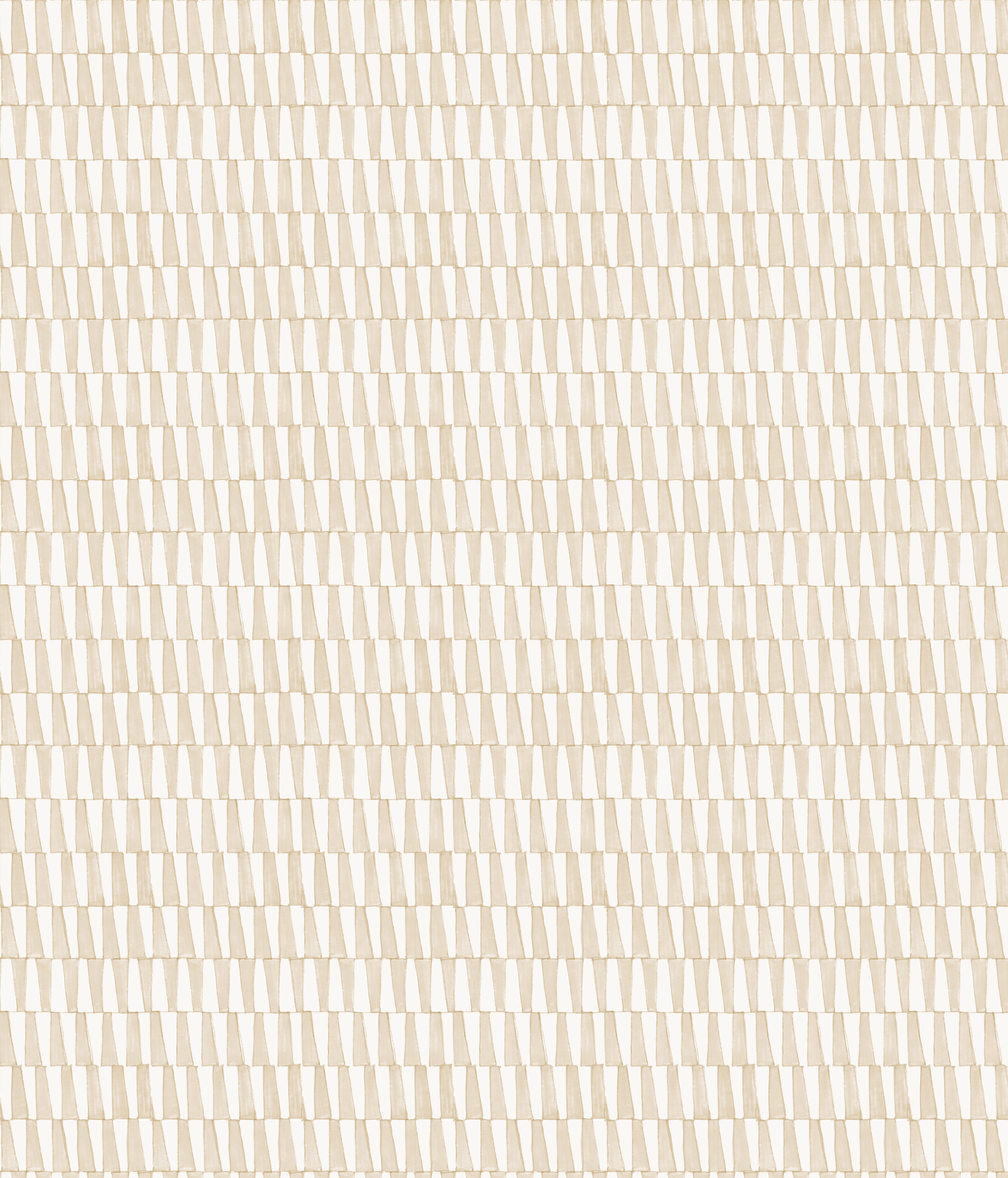 Detail of fabric in a playful triangular stripe print in white and light brown.