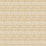 Detail of fabric in a playful triangular stripe print in tan and light brown.
