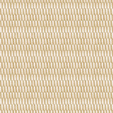 Detail of fabric in a playful triangular stripe print in tan and light brown.