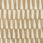 Close-up of fabric in a playful triangular stripe print in tan and light brown.
