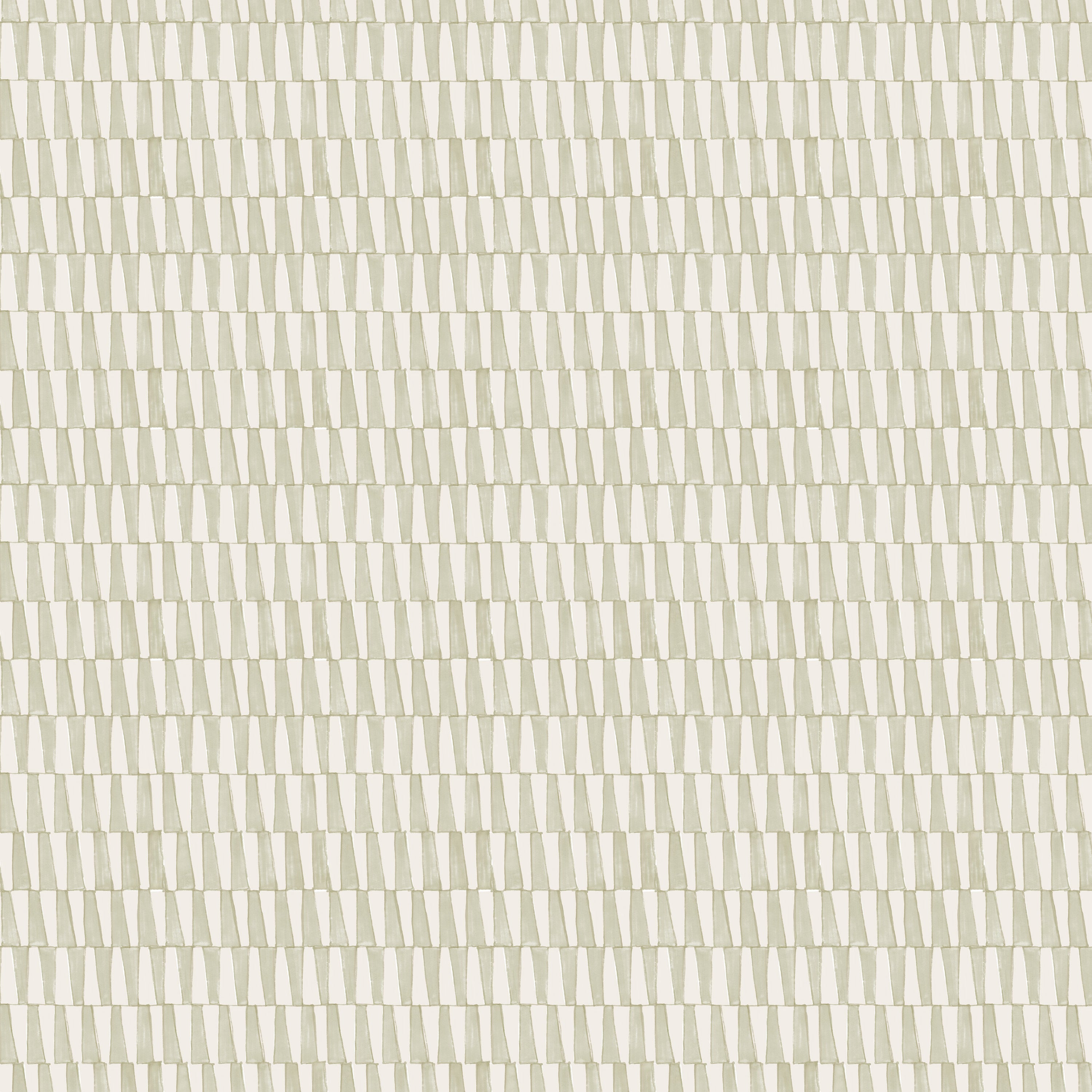 Detail of wallpaper in a playful triangular stripe print in gray and cream.