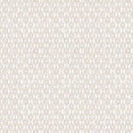 Detail of wallpaper in a geometric grid print in cream on a white field.