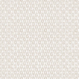 Detail of wallpaper in a geometric grid print in cream on a white field.
