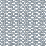 Detail of wallpaper in a geometric grid print in navy on a white field.