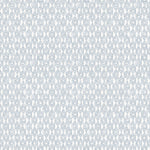 Detail of fabric in a geometric grid print in light blue on a white field.