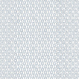 Detail of fabric in a geometric grid print in light blue on a white field.