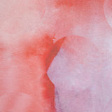 Detail of wallpaper in an abstract curvilinear pattern in mottled pink, red and purple.