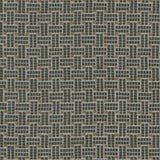 Embroidered fabric in a dashed basketweave design in sage green with yellow accents.
