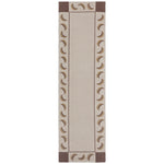 Flatweave runner with a crescent moon border in cream, taupe and brown