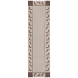 Flatweave runner with a crescent moon border in cream, taupe and brown