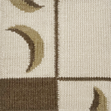 Flatweave runner with a crescent moon border in cream, taupe and brown