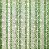 Detail of wallpaper in a dense tribal stripe pattern in shades of cream and green.