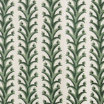 Fabric swatch with a horizontal striped pattern of curved branches topped with tiny fruits, in shades of cream and green.