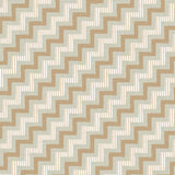Detail of wallpaper in a playful zigzag stripe print in shades of brown, gray and white.