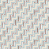 Detail of fabric in a playful zigzag stripe print in shades of beige, blue and brown.