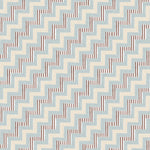 Detail of wallpaper in a playful zigzag stripe print in shades of beige, blue and brown.