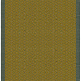Full size Bucky Rug in citrine-jade, features a wide dark sage green border with a chartreuse colored lattice field  with a metallic sheen. 