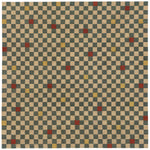 Full size Checkerboard Rug in bishop, a blue and white checkered pattern with random accents of red and yellow.