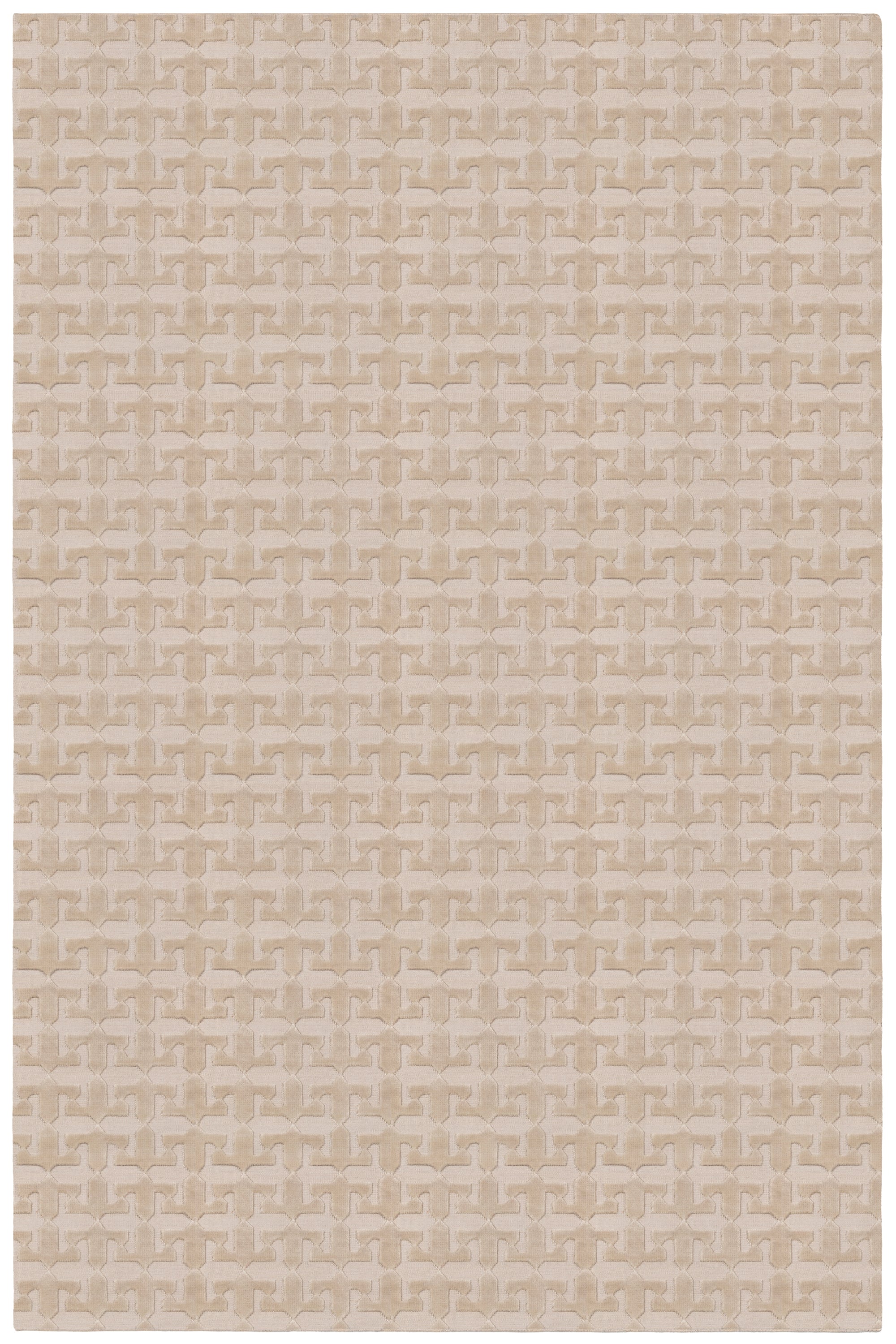 Full size Iseo Rug in Pearl, a textural monochromatic abstract geometric pattern in ivory. 