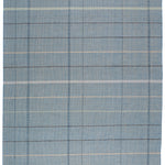 Full size Jasper Waffle Rug in Chalcedony, a large scale plaid pattern of denim blue, black, yellow and pale turqouise. 