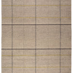 Full size Jasper Waffle Rug in Peridot, a large scale plaid pattern of ecru, yellow, grey and off white. 