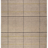 Full size Jasper Waffle Rug in Peridot, a large scale plaid pattern of ecru, yellow, grey and off white. 