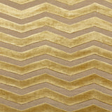 Detail of the Penta Chevron Rug in Lemon Topaz a lemon yellow chevron pattern on a taupe field with a wide solid border. 
