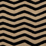 Deatil of the Penta Chevron Rug in Onyx-Ivory a black and white chevron pattern. 