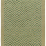 Full size Penta Chevron Rug in Pale Jade a light green chevron pattern on a lime green  field with a wide solid border. 