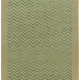 Full size Penta Chevron Rug in Pale Jade a light green chevron pattern on a lime green  field with a wide solid border. 