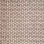 Petite Alhambra Rug featuring a pattern of linked circles that create a star like lattice in ivory and pink on a taupe field. 