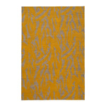 Capri Rug with a large abstract design shades of yellow over varied stried lighter neutral color background