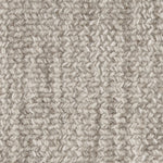 Wool broadloom carpet swatch in a chunky fiber weave mottled gray and cream.