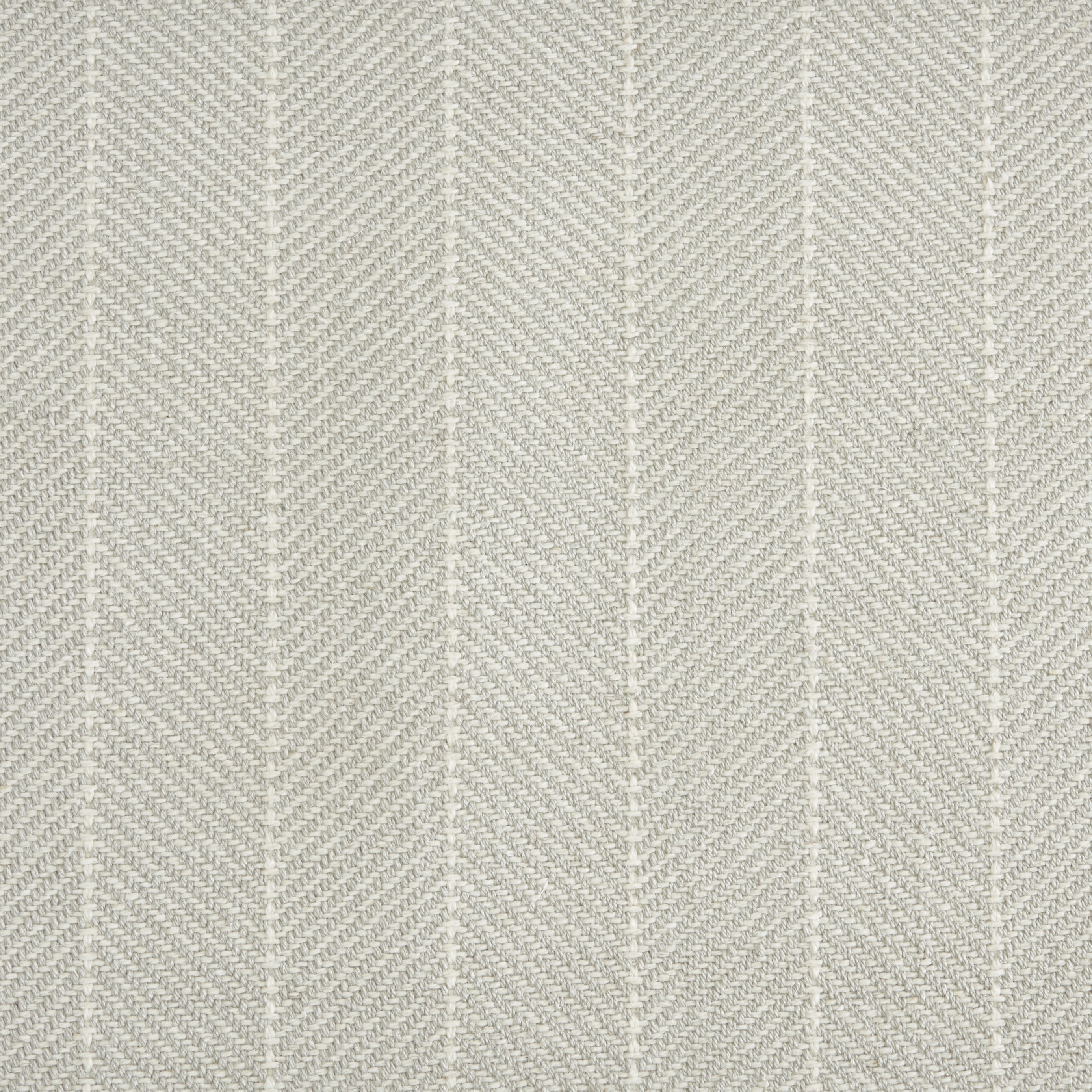 Wool-polysilk broadloom carpet swatch in a chevron stripe pattern in white and light gray.