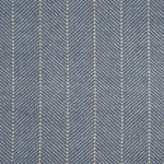 Wool-polysilk broadloom carpet swatch in a chevron stripe pattern in blue and tan.