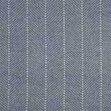 Wool-polysilk broadloom carpet swatch in a chevron stripe pattern in blue and tan.